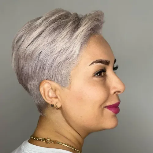 Volume Side-Puffed Gray Pixie