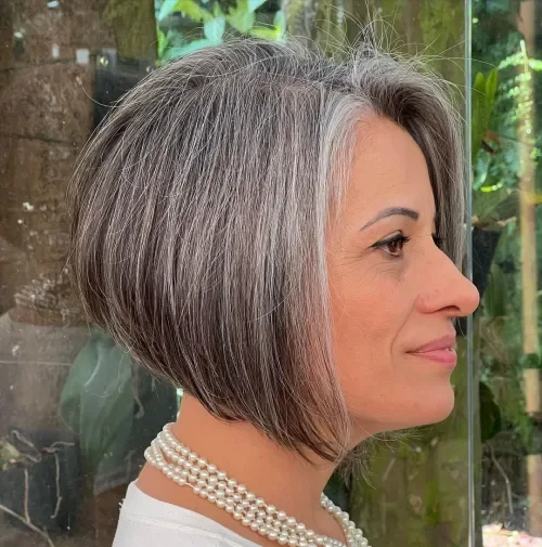 Stacked Silver-Gray Side Bob