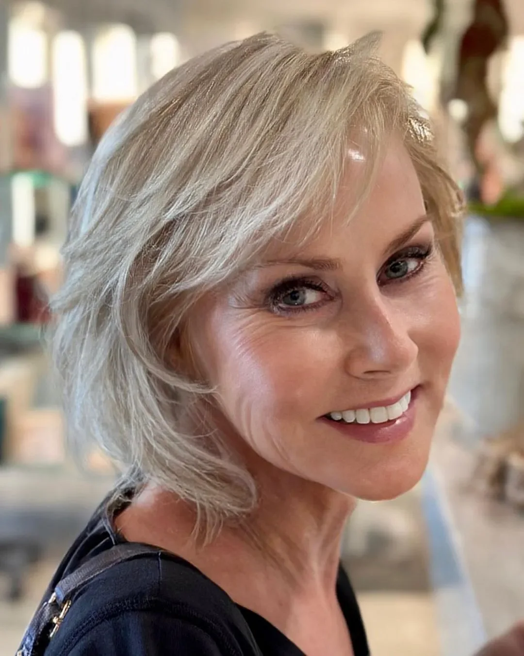 Wispy Layered Gray Bob