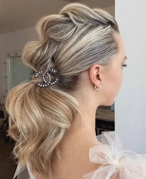Side-Swept Pony Bun With Sparkle