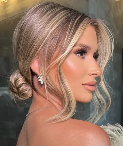 Low Bun With Curl-Finished Waves