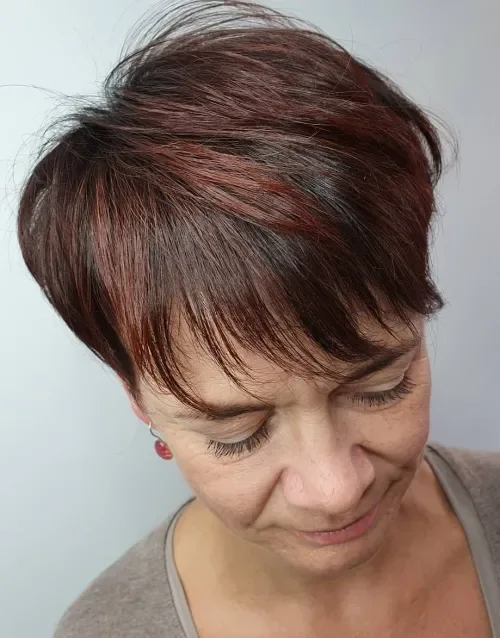 Burgundy Ombre Wispy Pixie