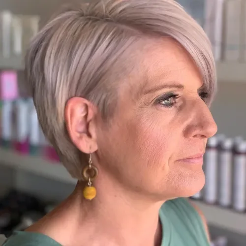 Icy Blonde Side-Pinned Pixie Bob
