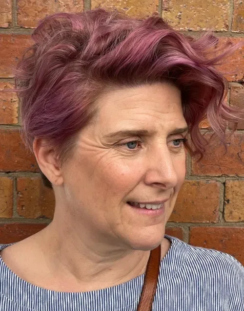 Plum Red Tousled Pixie