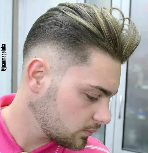 Tousled Pomp With Burst Fade