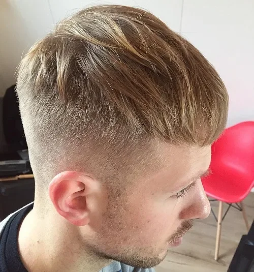 Blonde Textured Caesar With Taper
