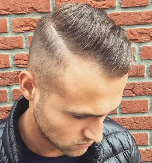 High Fade With Sharp Hard Part