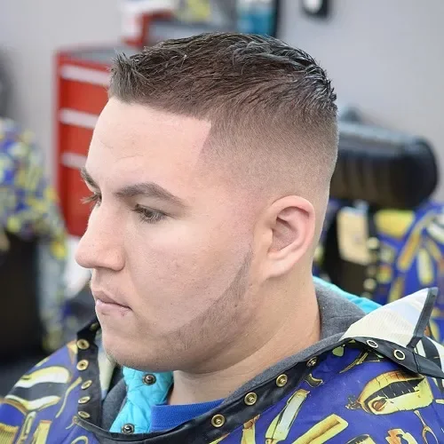 Textured Side Quiff Fade
