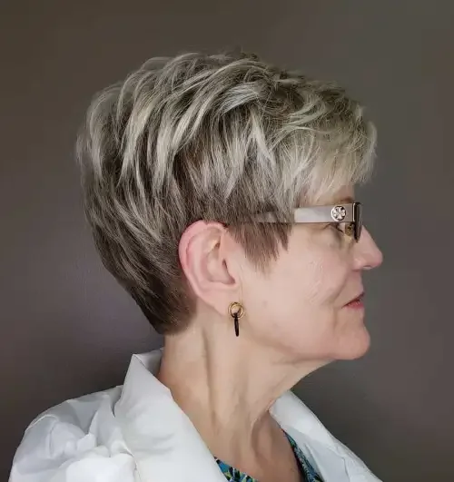 Icy Gray Tapered Pixie Cut