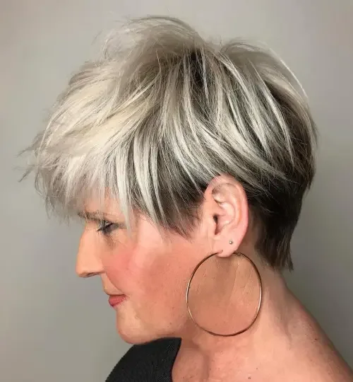 Choppy Silver-Blonde Pixie Fringe