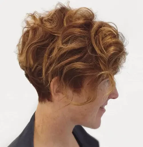 Cinnamon Curly Pixie With Lift