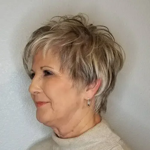 Feathered Short Pixie With Bangs