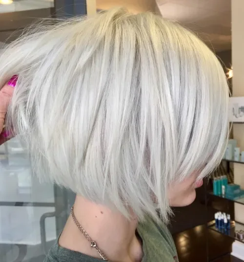 Feathered Platinum Bob Crop