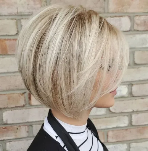 Creamy Blonde Side-Swept Bob