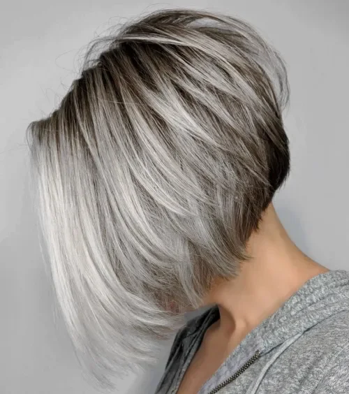 Gray Layered Inverted Bob