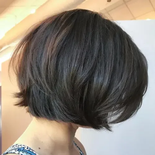 Soft Layered Dark Brown Bob