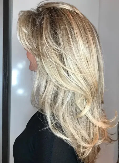 Soft V-Cut Long Blonde Layers