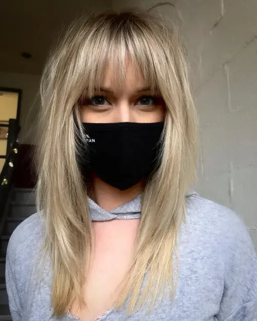 Blended Feathered Shag With Bangs