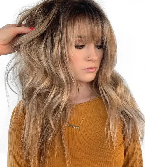 Choppy Fringe Shag With Bangs