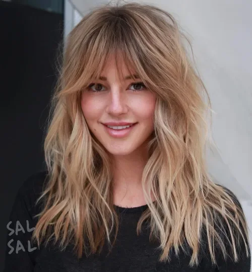Feathered Textured Waves With Bangs