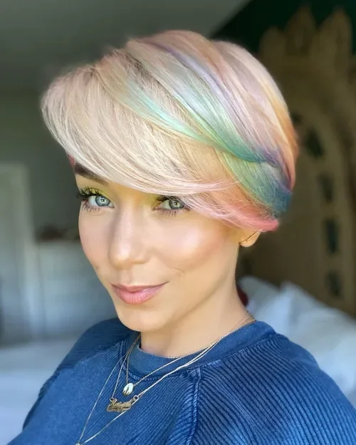 Holographic Rainbow Pixie Fringe