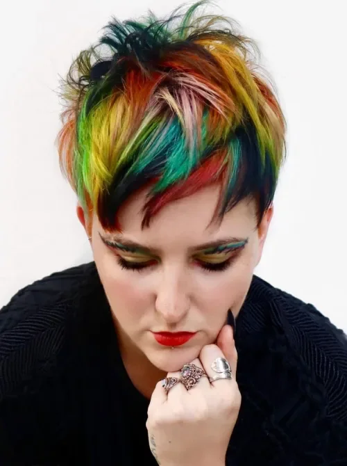 Patchwork Rainbow Pixie Crop