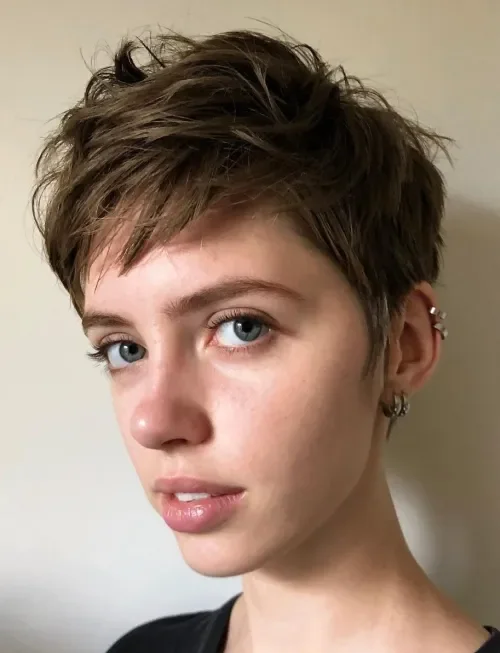 Cool Brown Textured Pixie Cut