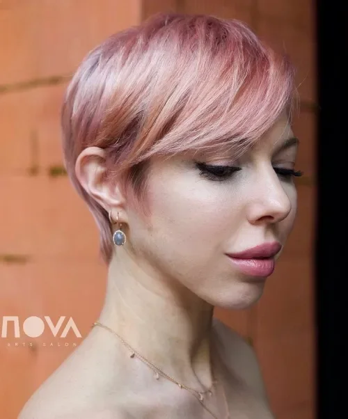 Pastel Pink Side Volume Pixie