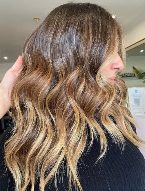 Brunette To Ash Bronde Wave Shag