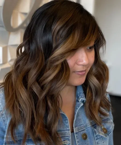 Chestnut Brown With Tonal Balayage Waves