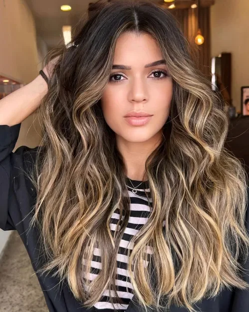 Sandy Blonde On Dark Brown Waves