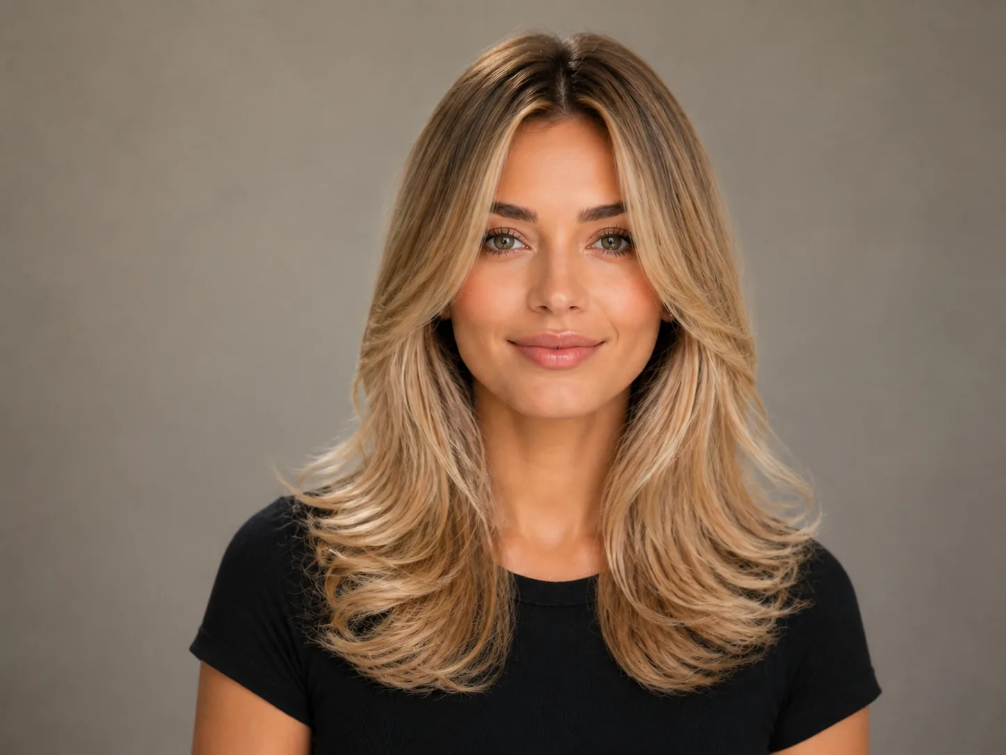 Blonde hair color preview with layered dimension and movement