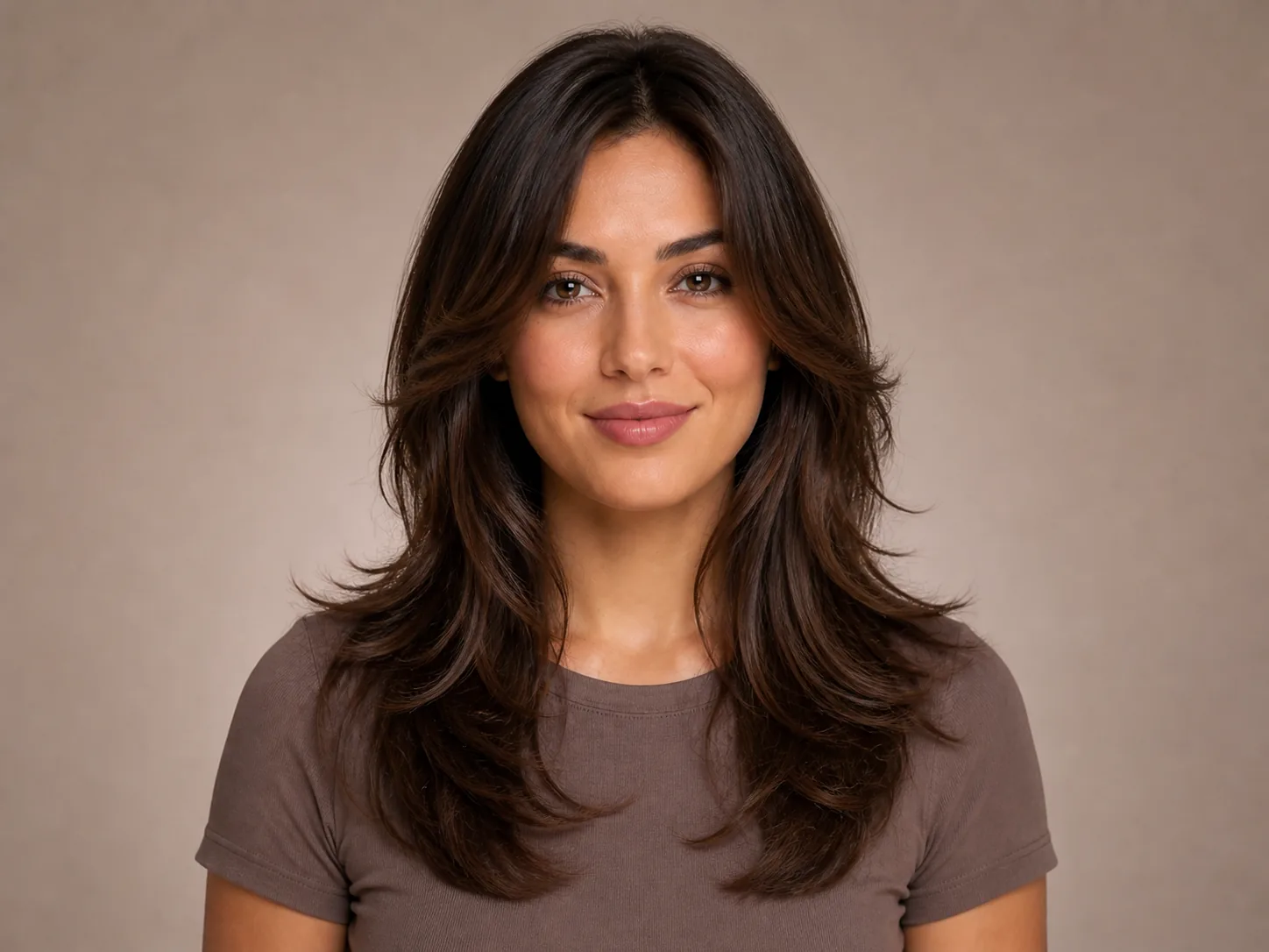 Layered haircut preview with face-framing movement