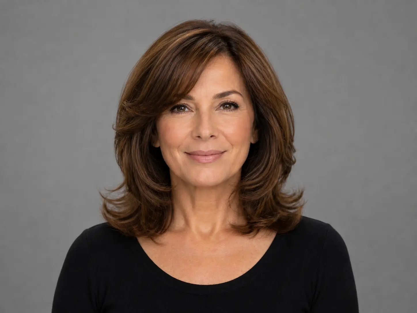 Older women's hairstyle preview with warm layered volume