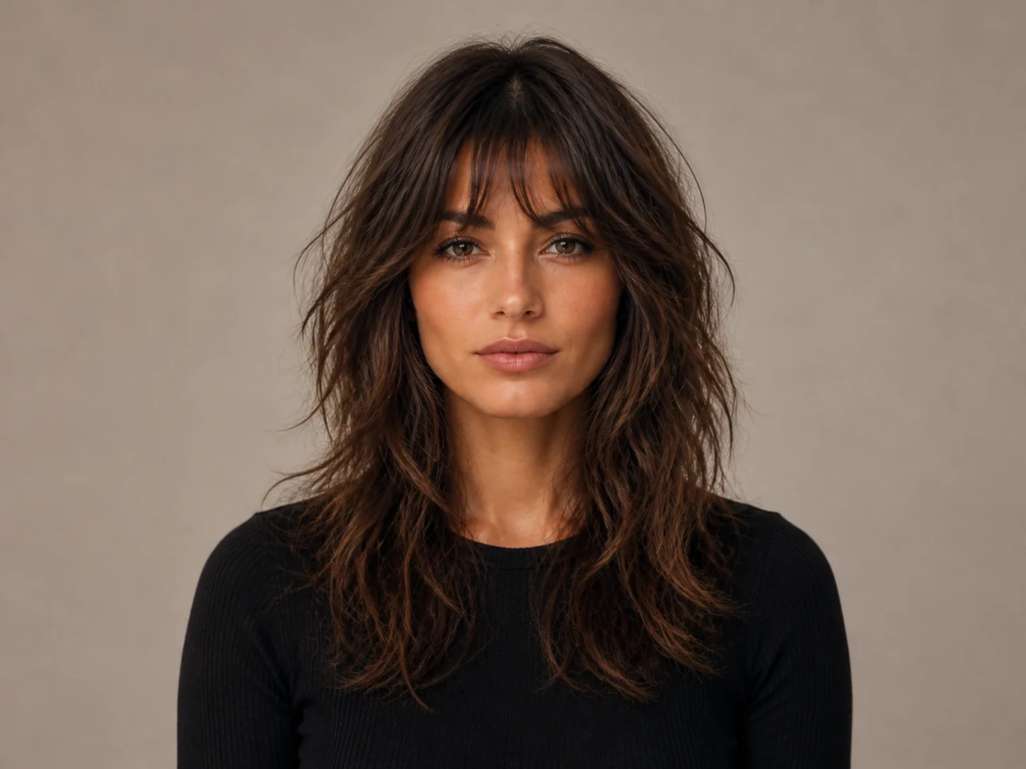 Shag haircut preview with textured layers and soft bangs