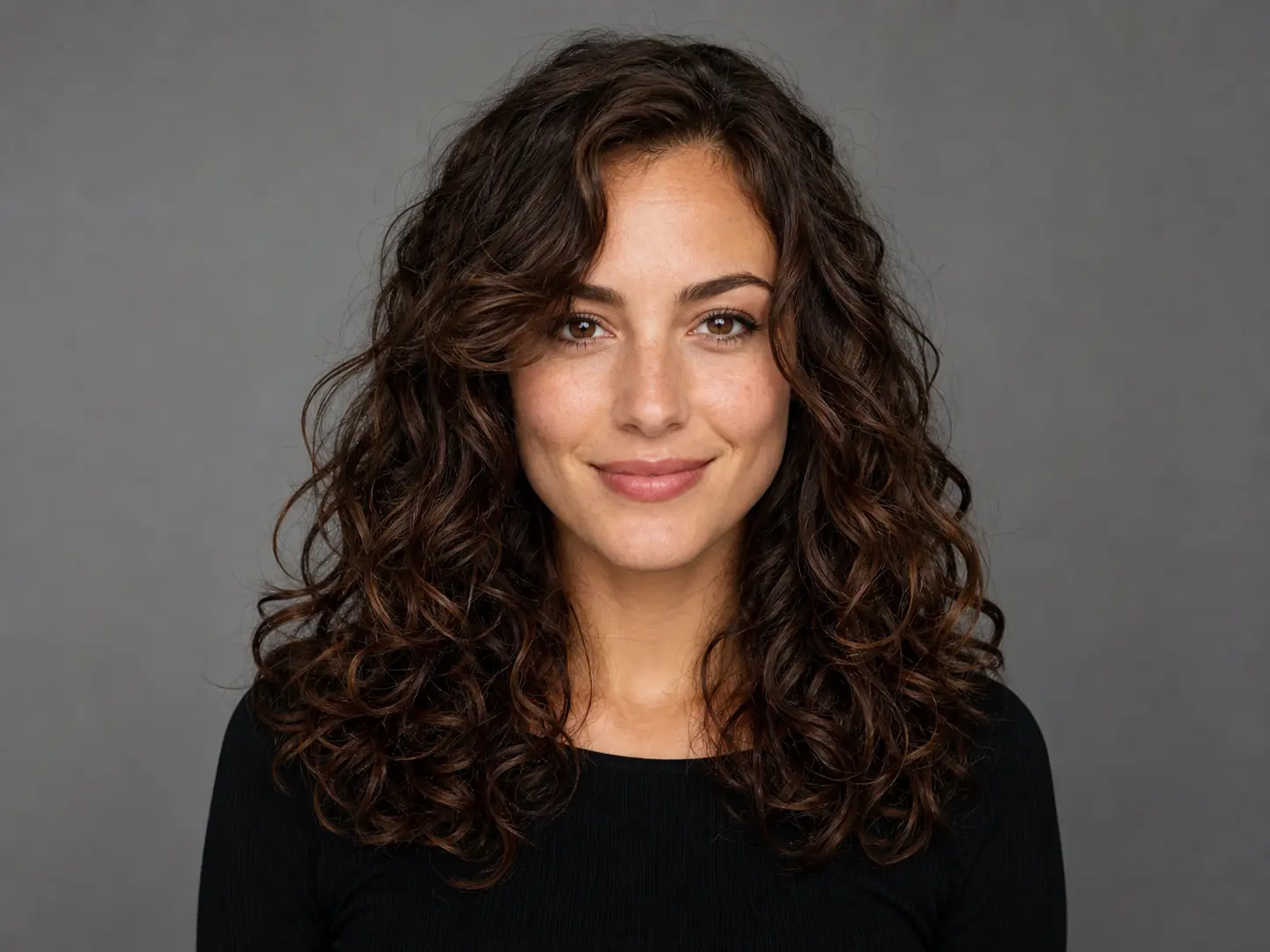 Wavy and curly hairstyle preview with defined curls and layered volume