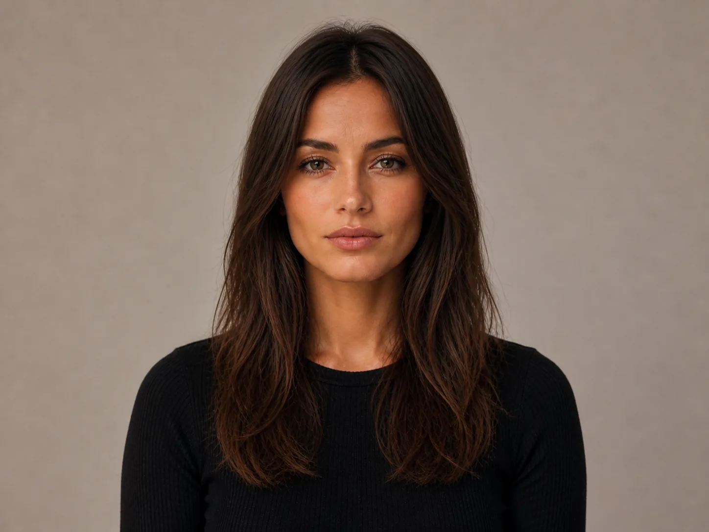 Original long brunette hairstyle before shag haircut preview