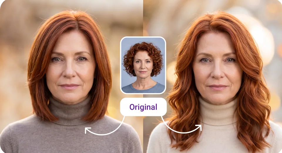 AI hairstyle transformation with original comparison