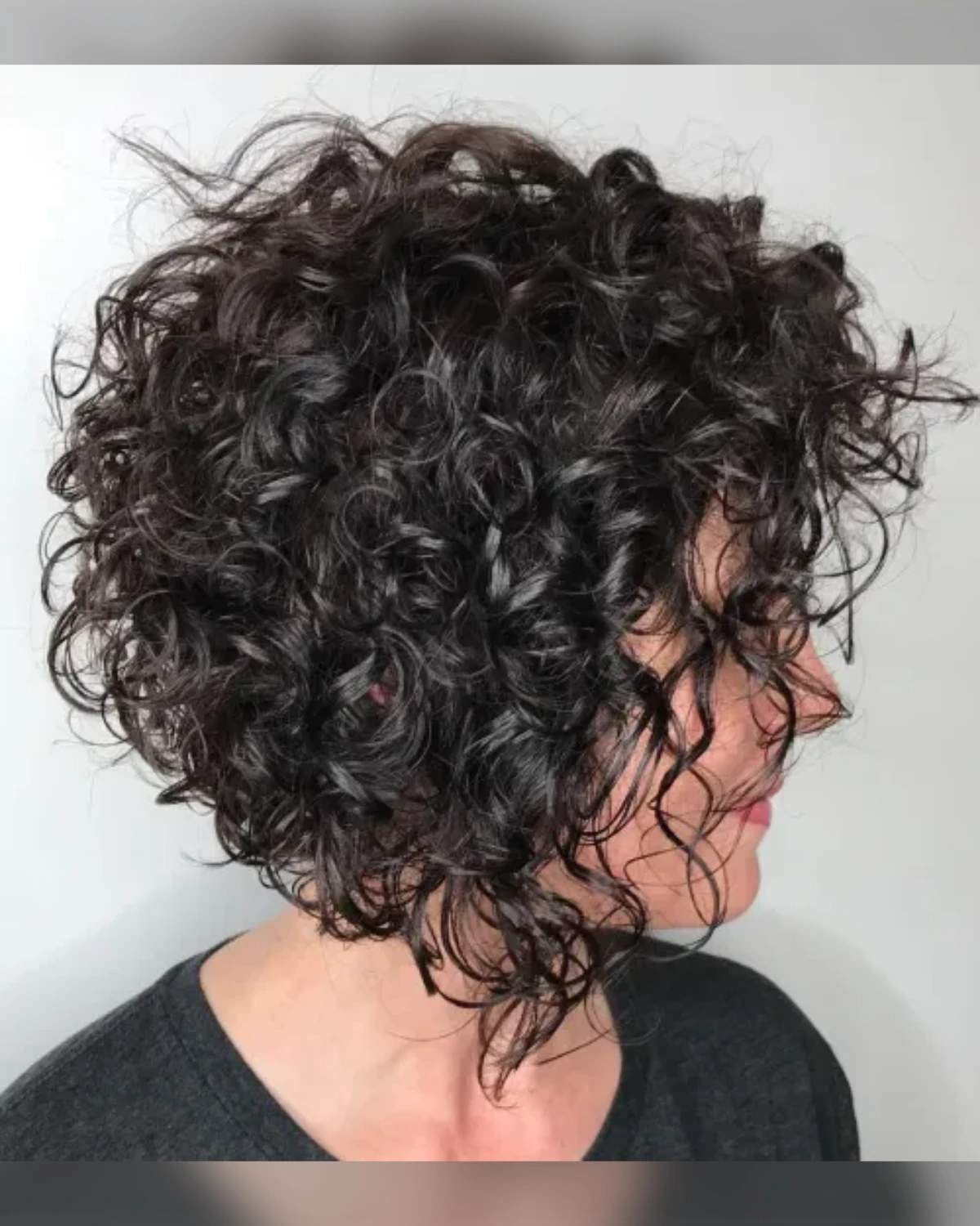 Swirled Black Curly Bob