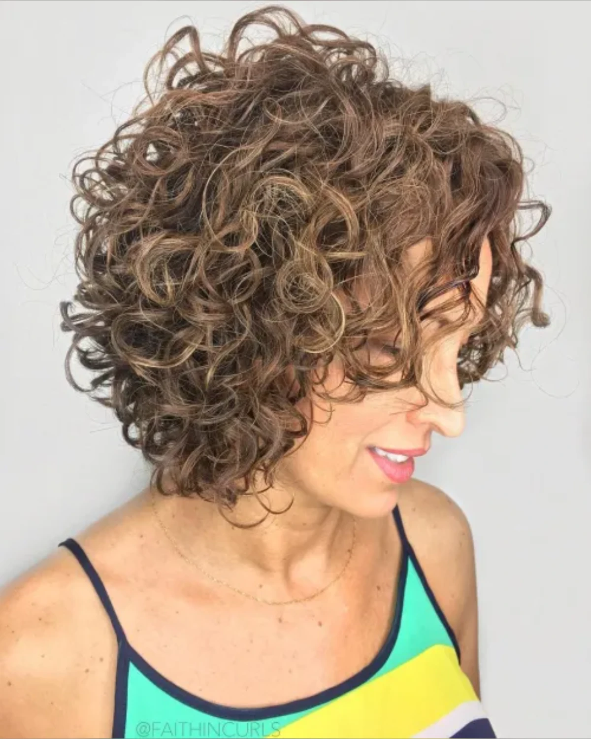 Curly Chestnut Spiral Short Bob