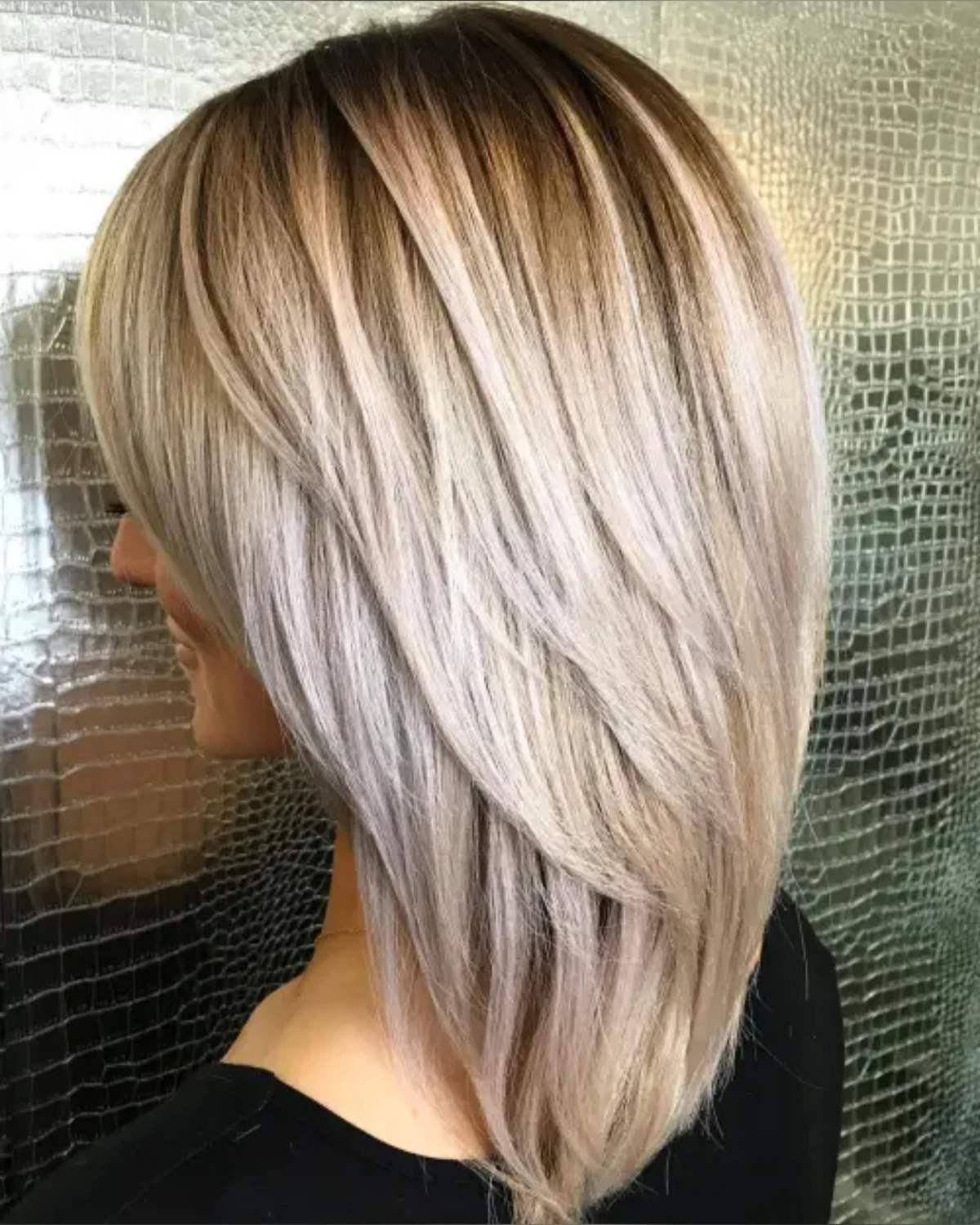 Icy Blonde Vertical Layer Lob