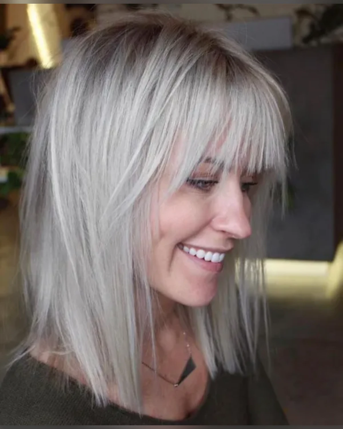 Icy Silver Fringe Shag Lob