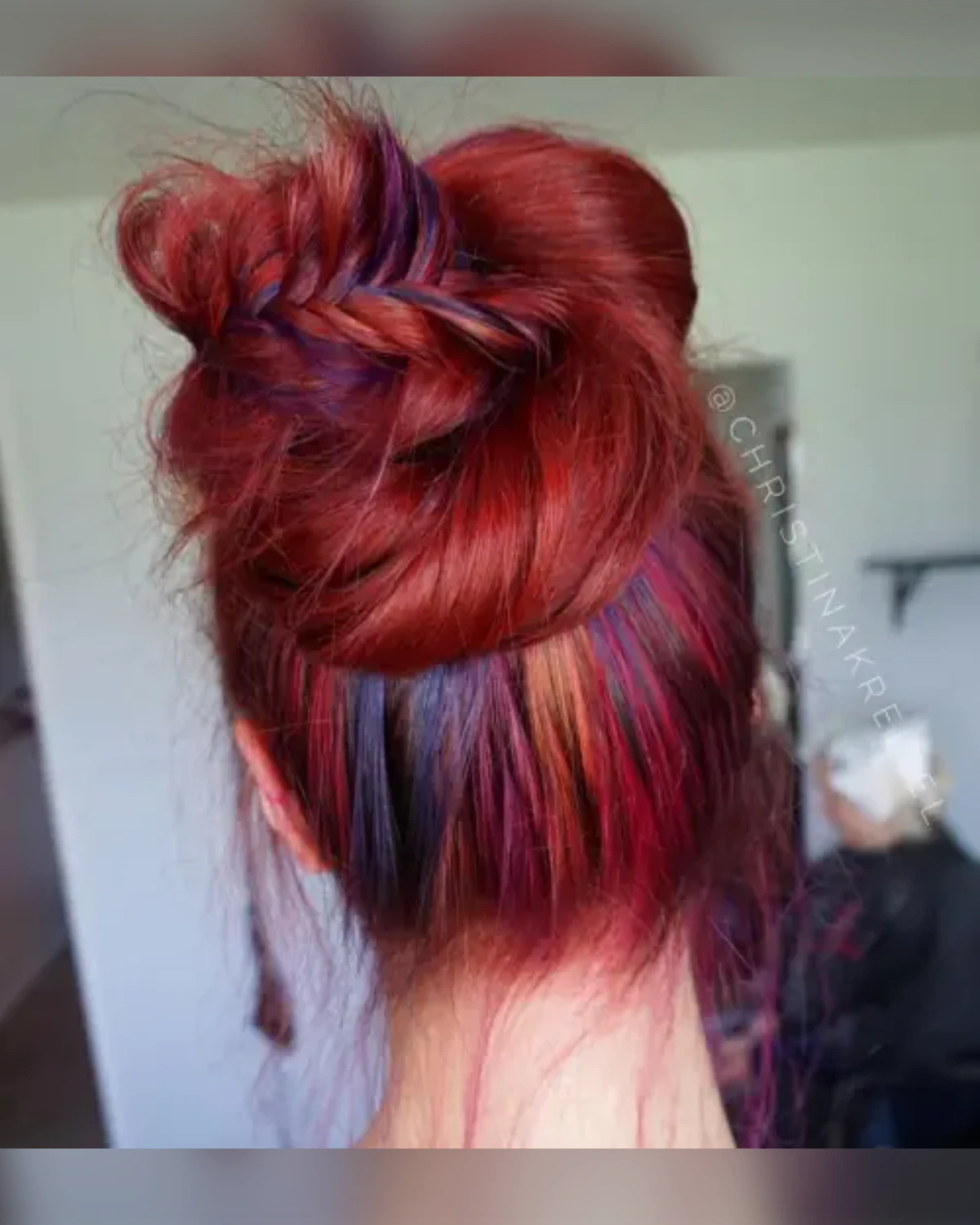 Fiery Red And Purple Twist Bun